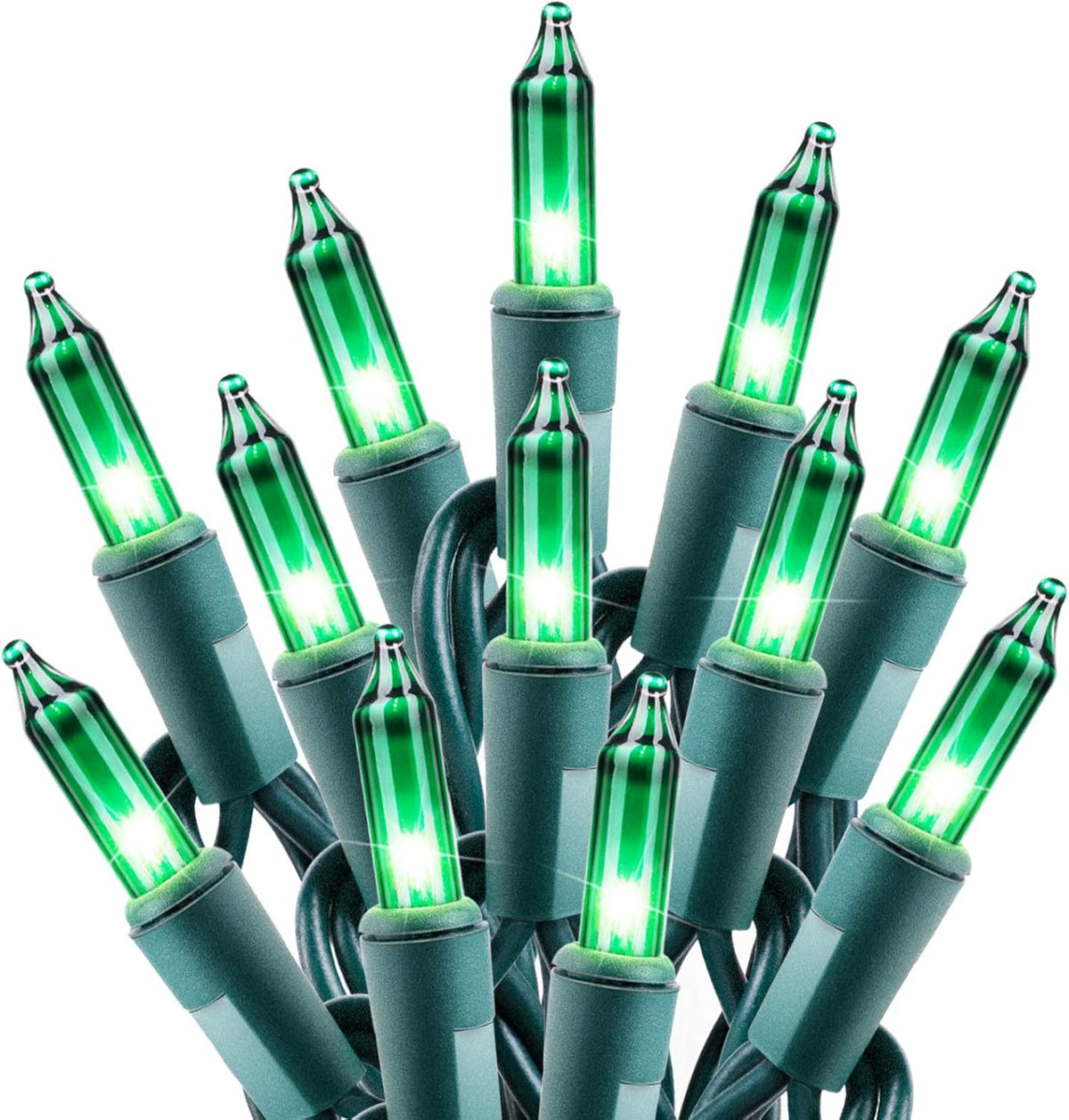100 Count 27 Feet Plug in Incandescent Bulb Green Fairy Lights for St. Patrick's Day, Green Wire
