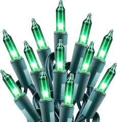 100 Count 27 Feet Plug in Incandescent Bulb Green Fairy Lights for St. Patrick's Day, Green Wire