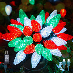 81 Feet 100 LED C9 Christmas String Lights with Timer & 8 Lighting Mode, Red & Green & Pure White