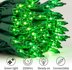 100 Count 27 Feet Plug in Incandescent Bulb Green Fairy Lights for St. Patrick's Day, Green Wire
