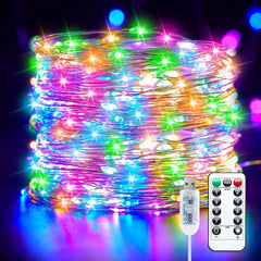 66FT 200LEDs USB Plug in Twinkle Fairy Lights with Timer and Remote, Multicolor