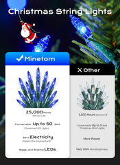 33ft 100 Count Blue Incandescent Bulbs Mini String Lights for Christmas Xmas, Green Wire