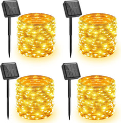 4 Pack Total 132Ft 400 LED Solar Fairy Lights with 8 Modes for Christmas Garden, Warm White