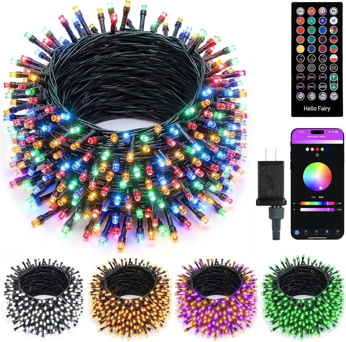 Color Changing RGB Smart App Control Music Sync Fairy Lights for Halloween Christmas Party