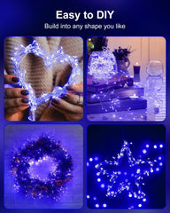 5ft 60LED Battery Operated Firecracker Twinkle String Fairy Lights for Christmas Party, Blue
