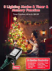 81 Feet 100 LED C9 Christmas String Lights with Timer & 8 Lighting Mode, Warm White