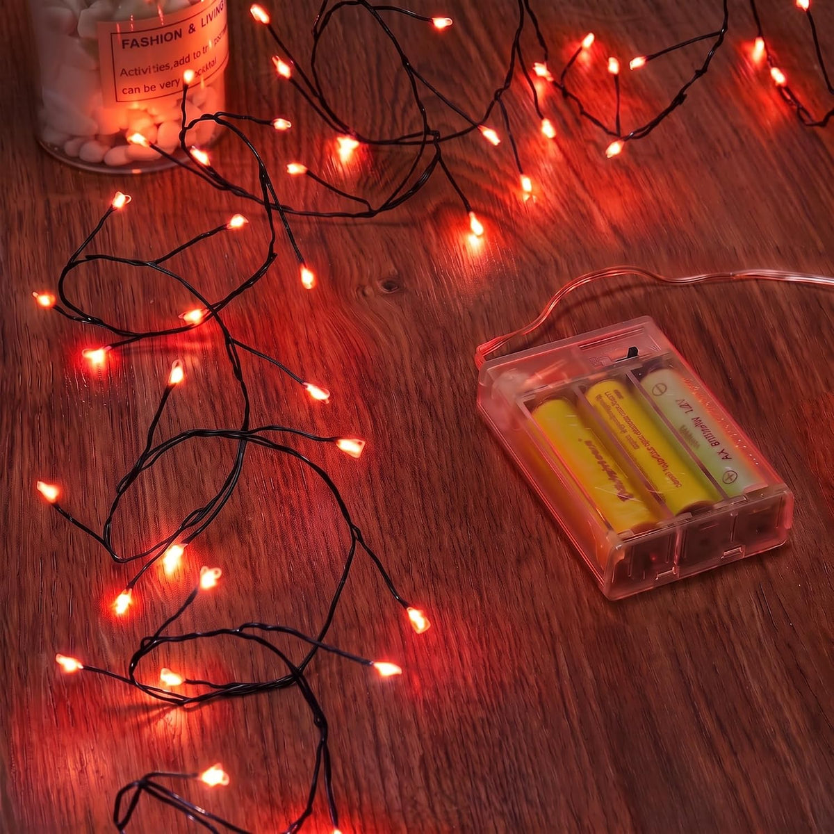 5ft 60LED Battery Operated Firecracker Twinkle String Fairy Lights for Halloween Party, Orange