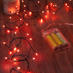 5ft 60LED Battery Operated Firecracker Twinkle String Fairy Lights for Halloween Party, Orange