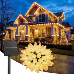Solar Powered C9 Christmas Outdoor 50 LED (39ft) / 100 LED (78ft) Strawberry String Lights, Warm White
