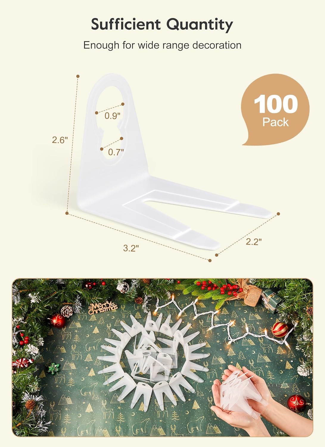 100/200/400 Pack Original Shingle Tab Light Clips for C7 C9 Christmas Lights