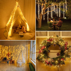 23Ft 400 LED Plug in Cluster Copper Wire String Lights for Ceiling Bedroom, Warm White