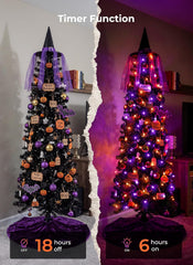 33Ft 100 LED Plug In Copper Wire Fairy Lights with Remote and Timer, Orange & Purple