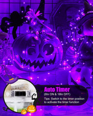 5ft 60LED Battery Operated Firecracker Twinkle String Fairy Lights for Halloween Party, Purple