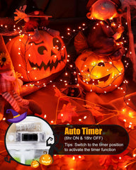 5ft 60LED Battery Operated Firecracker Twinkle String Fairy Lights for Halloween Party, Orange