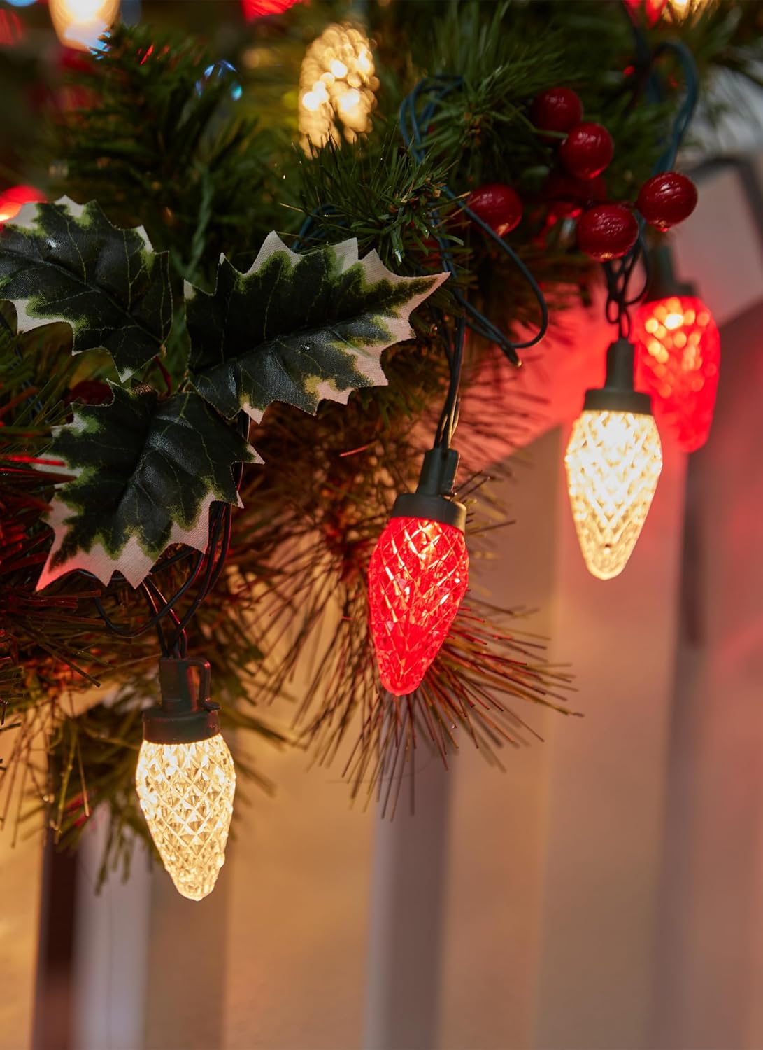 81 Feet 100 LED C9 Christmas String Lights with Timer & 8 Lighting Mode, Red & Warm White