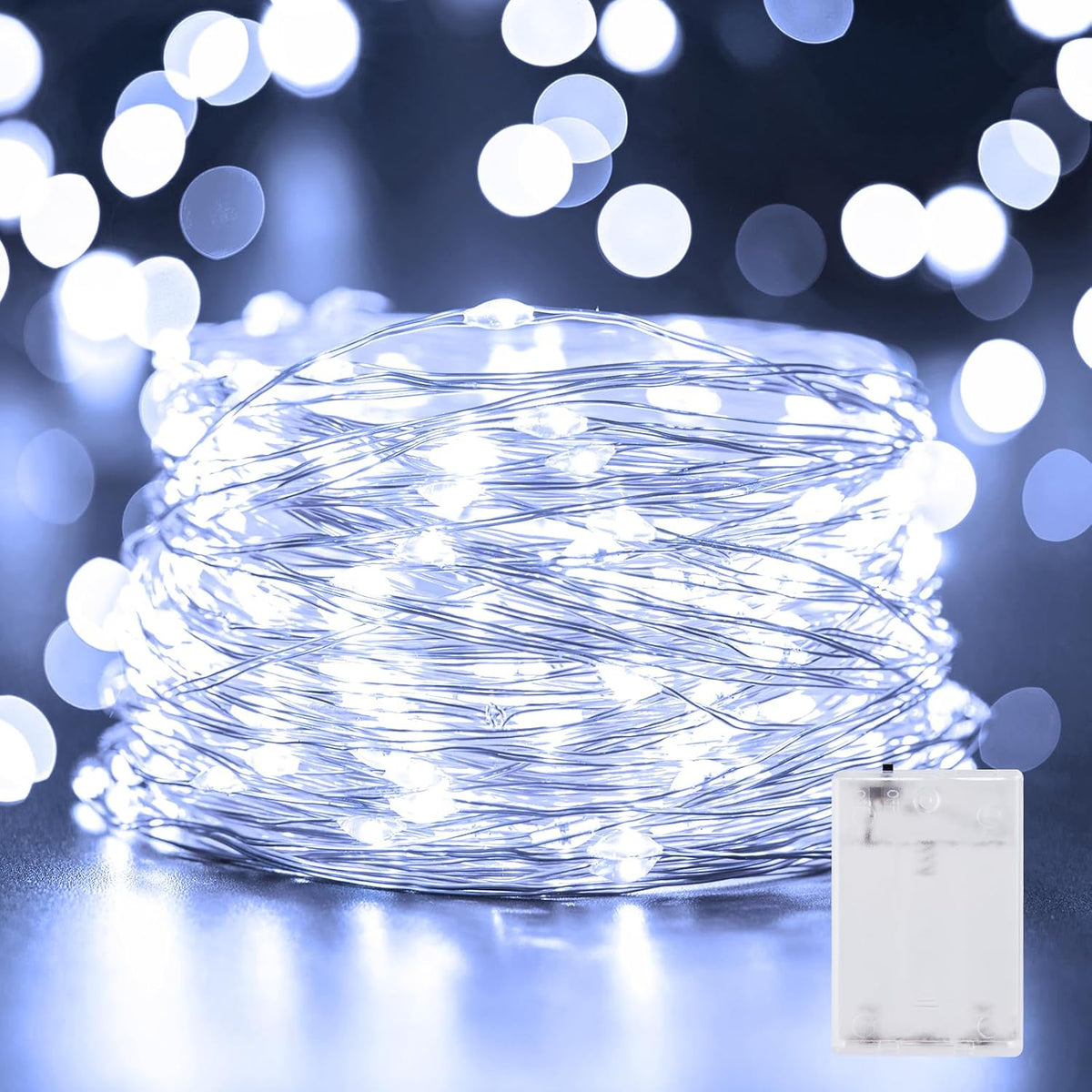33FT 100LED Battery Operated Fairy Lights for Bedroom Christmas, Pure White