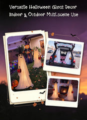 2 Pack Outdoor Halloween Light Up Pumpkin Bucket Ghost Decorations, 8 Modes, Remote & Timer