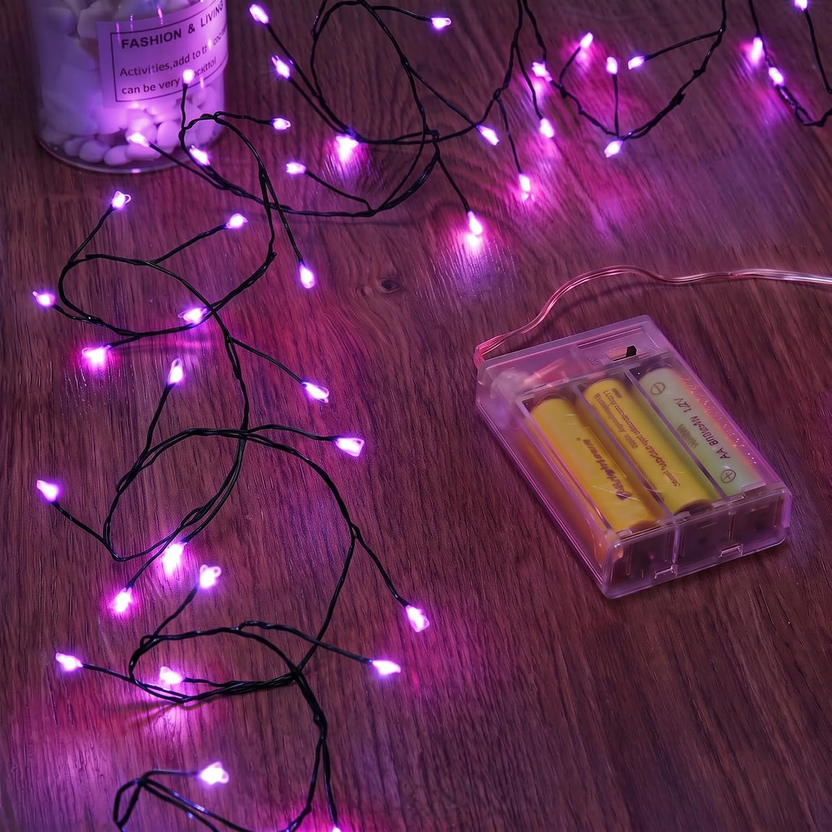 5ft 60LED Battery Operated Firecracker Twinkle String Fairy Lights for Halloween Party, Purple
