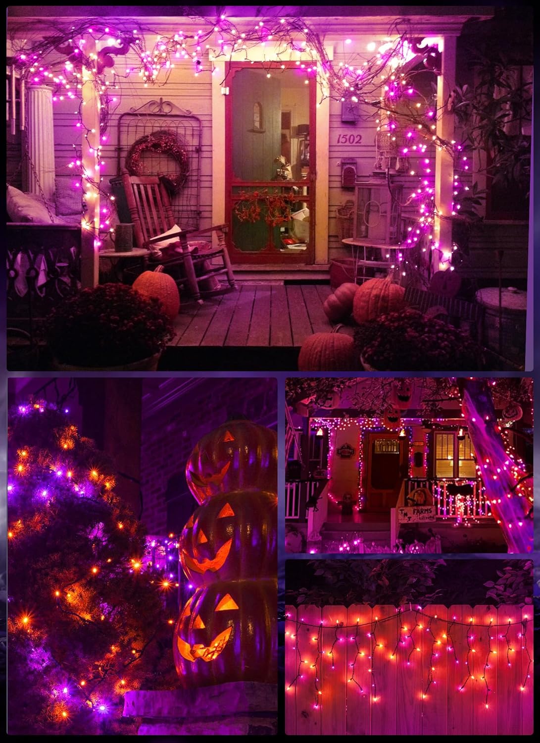 25 Feet 100LEDs Orange & Purple Incandescent Bulb Mini String Lights for Halloween