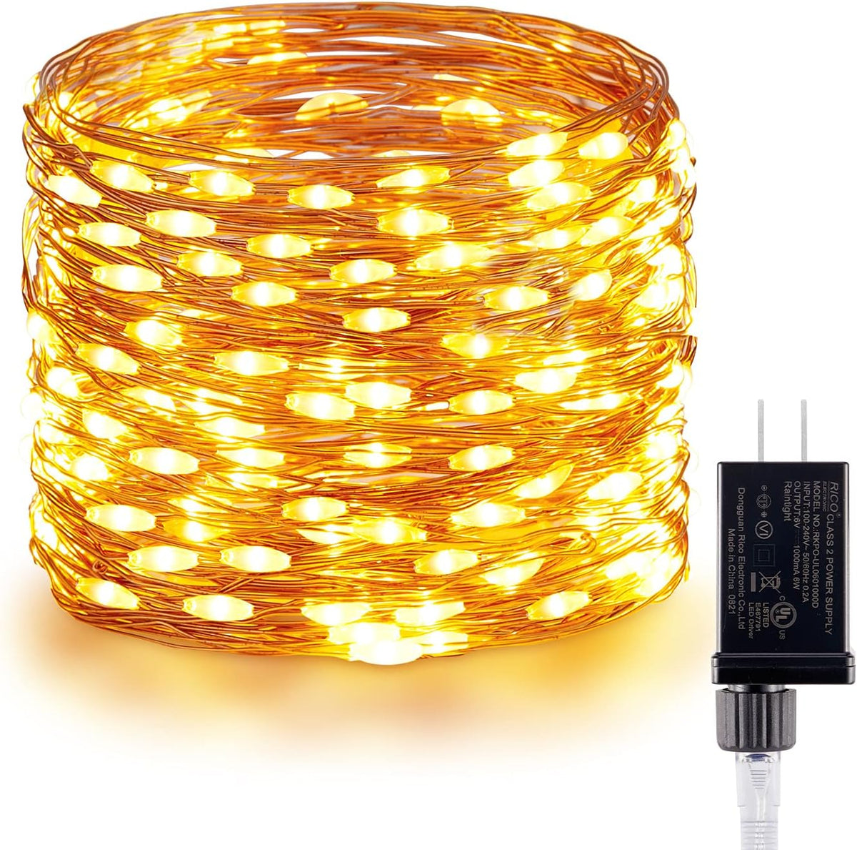 72 Ft 200 LED Plug in Copper Wire Twinkle String Lights for Bedroom Party Christmas Tree, Warm White