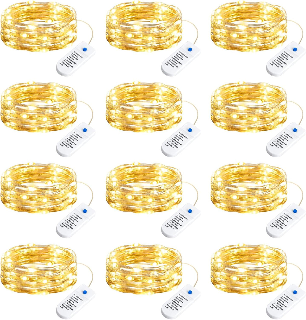 Warm White 12/20/30 Pack 7ft 20LED Battery Operated String Lights Firefly for DIY Christmas Wedding Party Decor