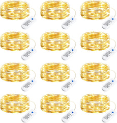 Warm White 12/20/30 Pack 7ft 20LED Battery Operated String Lights Firefly for DIY Christmas Wedding Party Decor