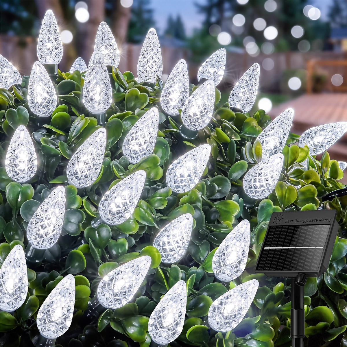 Minetom C6 Solar Christmas Lights Outdoor, 50 LEDs Waterproof String Lights
