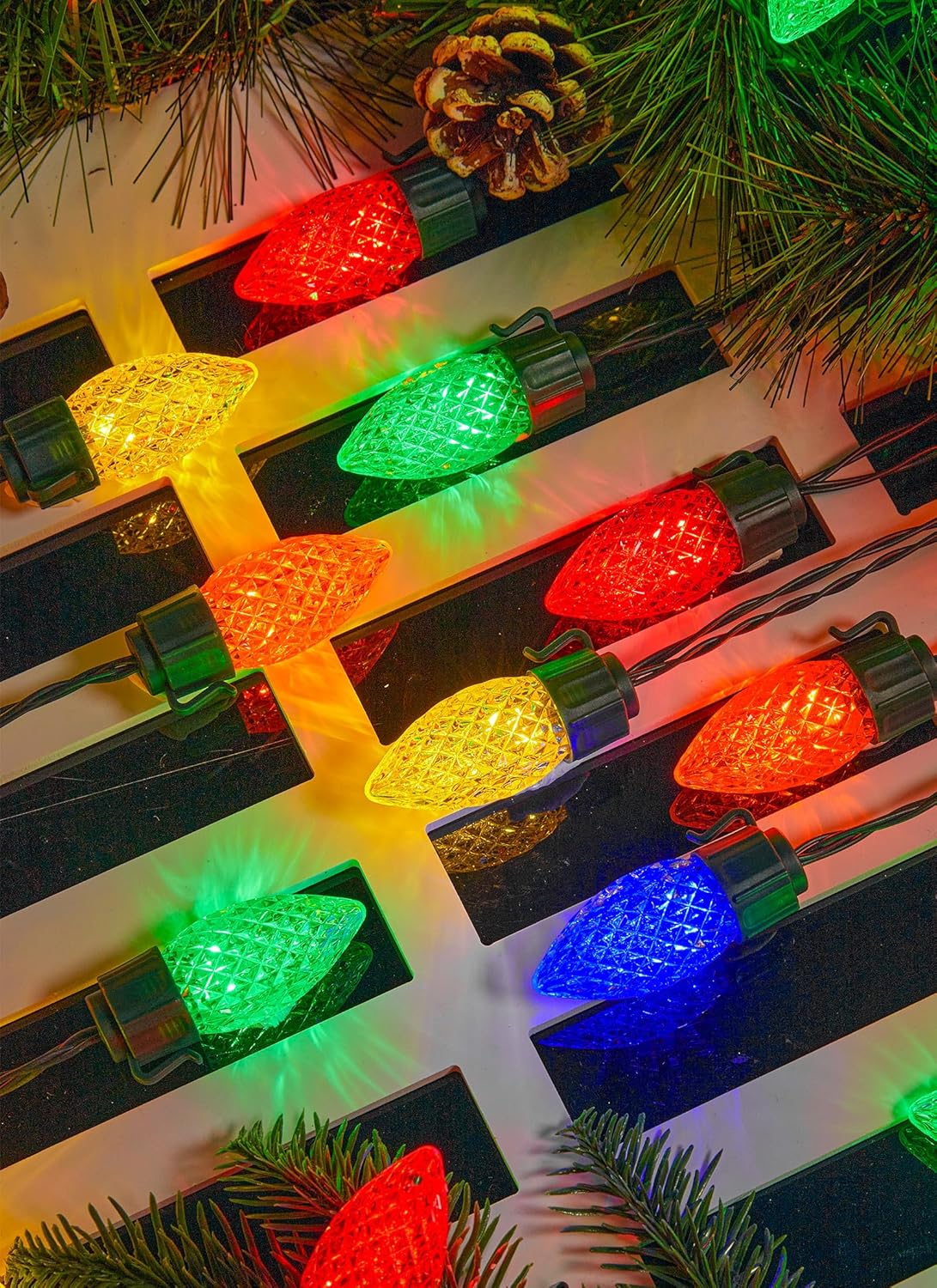 Solar Powered C9 Christmas Outdoor 50 LED (39ft) / 100 LED (78ft) Strawberry String Lights