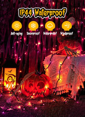 25 Feet 100LEDs Orange & Purple Incandescent Bulb Mini String Lights for Halloween