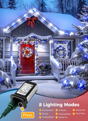 81 Feet 100 LED C9 Christmas String Lights with Timer & 8 Lighting Mode, Blue & Pure White