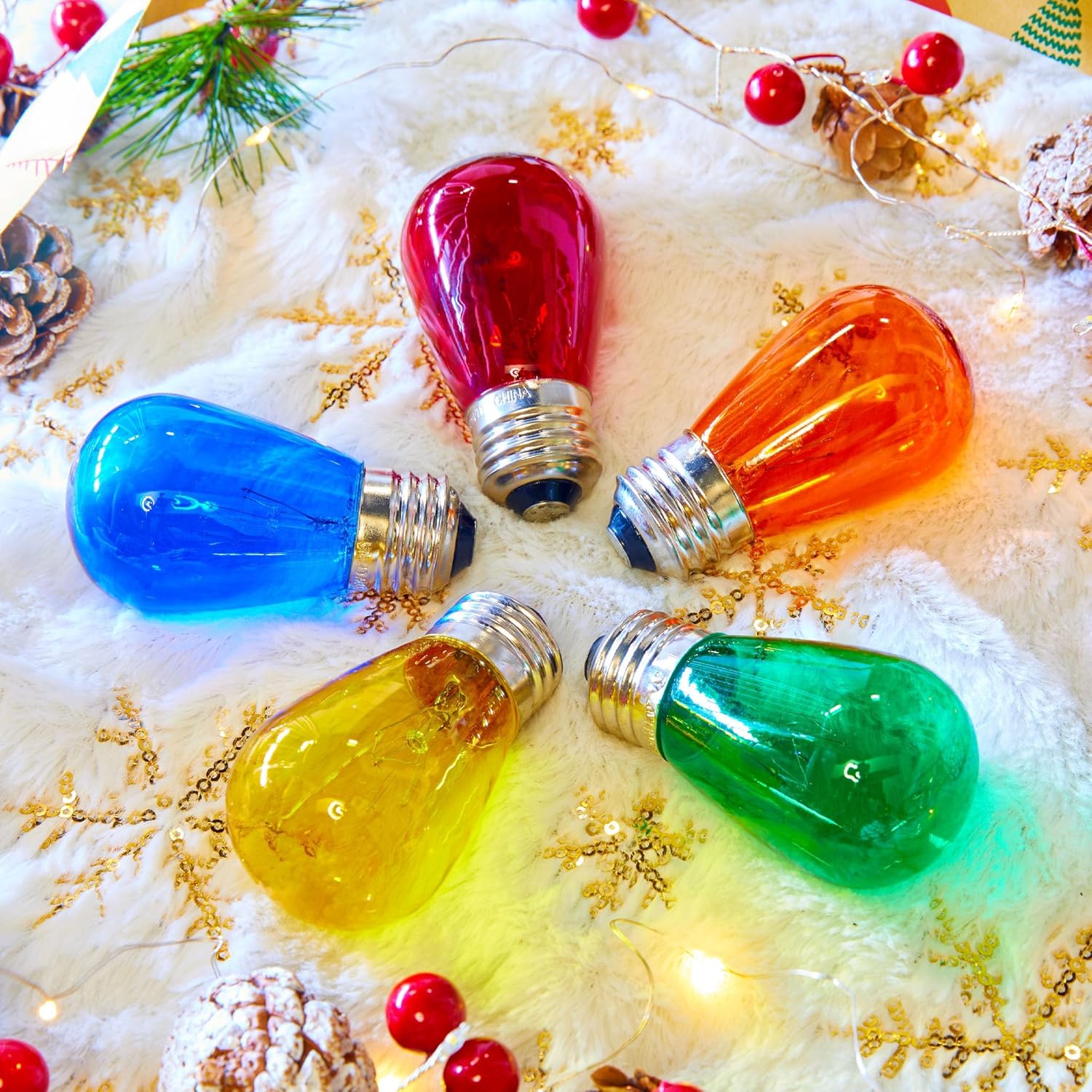 Minetom 50 Pack S14 LED Christmas Replacement Light LED Edison Bulbs Bulbs, UL Listed