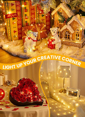 66 Feet 200 Led Plug in Christmas Silver Wire Light Twinkle Lights for Garden Party, 8 Modes & Timer