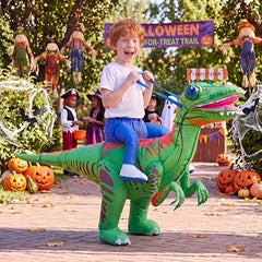 Halloween 100LED Light-Up Inflatable Dinosaur Costume For Kids Toddler For 4-8t with Powerful Air Pump