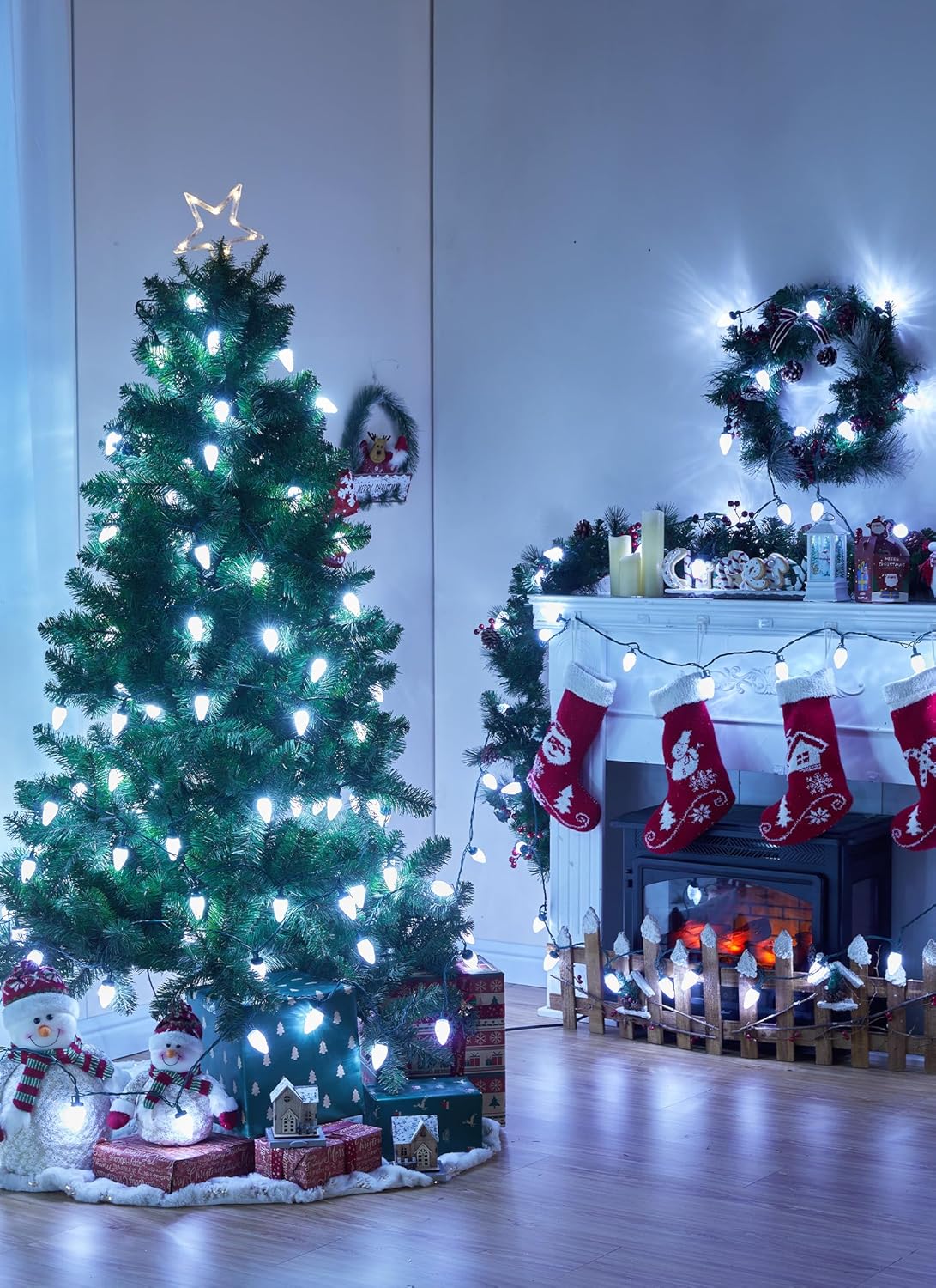 81 Feet 100 LED C9 Christmas String Lights with Timer & 8 Lighting Mode, Pure White