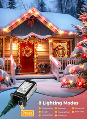 81 Feet 100 LED C9 Christmas String Lights with Timer & 8 Lighting Mode, Red & Warm White