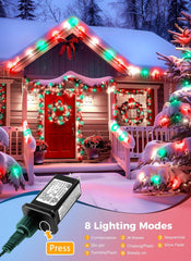 81 Feet 100 LED C9 Christmas String Lights with Timer & 8 Lighting Mode, Red & Green & Pure White