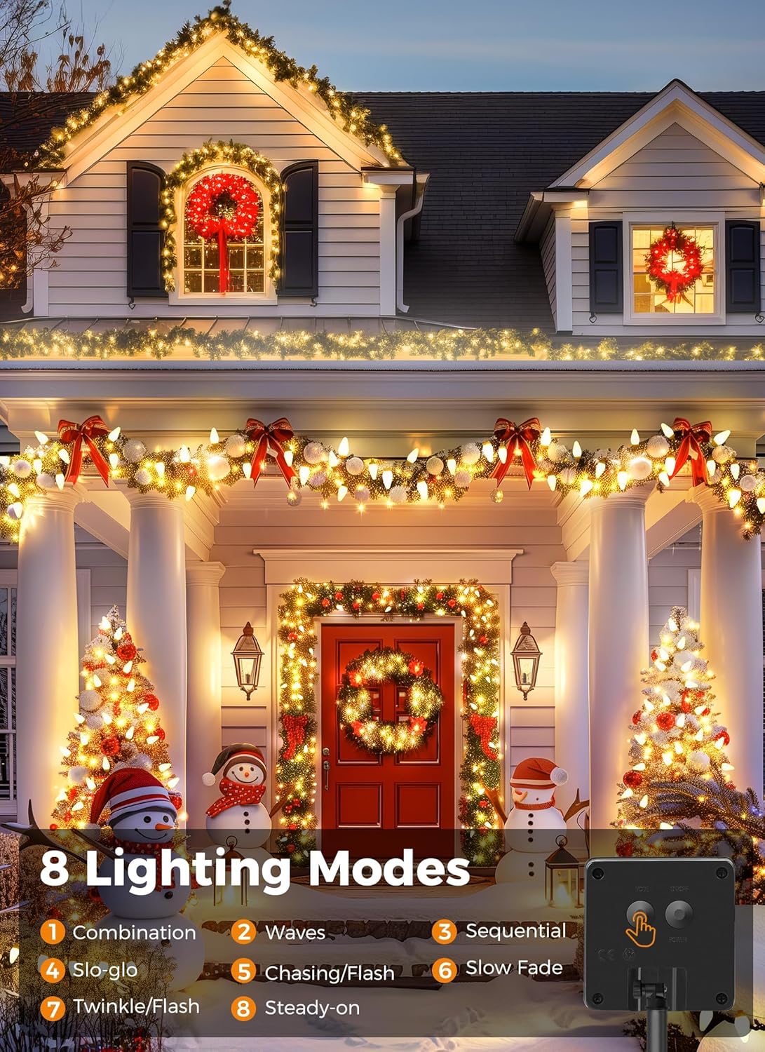Solar Powered C9 Christmas Outdoor 50 LED (39ft) / 100 LED (78ft) Strawberry String Lights, Warm White