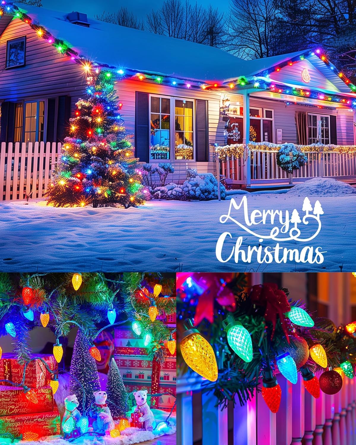 81 Feet 100 LED C9 Christmas String Lights with Timer & 8 Lighting Mode, Multicolor