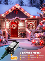 81 Feet 100 LED C9 Christmas String Lights with Timer & 8 Lighting Mode, Red & Pure White