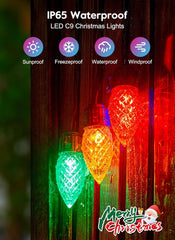 Solar Powered C9 Christmas Outdoor 50 LED (39ft) / 100 LED (78ft) Strawberry String Lights