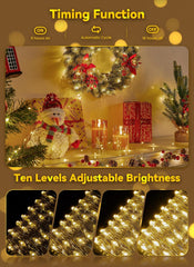 33Ft 100 LED Battery Operated Waterproof Silver Wire String Lights for DIY Party Decor