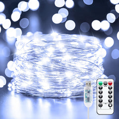 66ft 200 LEDs USB Plug in String Lights with Remote and Timer for Bedroom Indoor, Pure White
