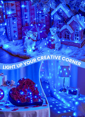 Minetom Fairy Lights with Remote, 66 Feet 200 Led Firefly String Lights Plug in for Bedroom Home Wall Ceiling Christmas Tree Wreath Craft Wedding Party Indoor Outdoor Decoration,Blue