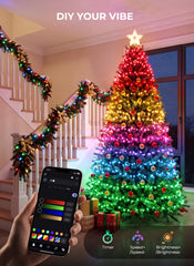 66FT 200 LED Smart RGB+W Christmas String Lights, Color Changing, App & Remote, Indoor Outdoor