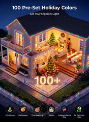 66FT 200 LED Smart RGB+W Christmas String Lights, Color Changing, App & Remote, Indoor Outdoor
