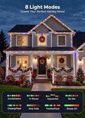Minetom 4 Pack Solar Christmas Lights, Total 157FT 400 LEDs, 8 Modes