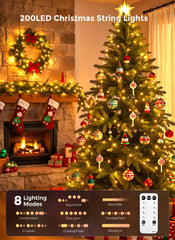 66FT 200 LED Warm White Christmas Tree Lights, 8 Twinkle Modes, Indoor Outdoor Decorations