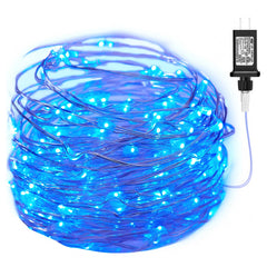 Minetom Fairy Lights Plug in, 33Ft 100 LEDs Waterproof Silver Wire Firefly Lights, Adaptor Included, Starry String Lights for Wedding Indoor Outdoor Christmas Patio Ramadan Decorations, Blue