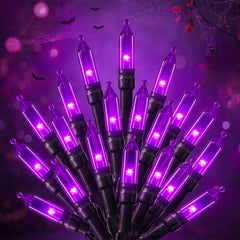 39FT 100 LED Purple Halloween Mini String Lights for Haunted House Ghost, 8 Lighting Modes
