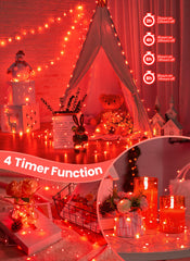 Minetom Fairy Lights with Remote, 66 Feet 200 Led Firefly String Lights Plug in for Bedroom Home Wall Ceiling Christmas Tree Wreath Craft Wedding Party Indoor Outdoor Decoration,Red